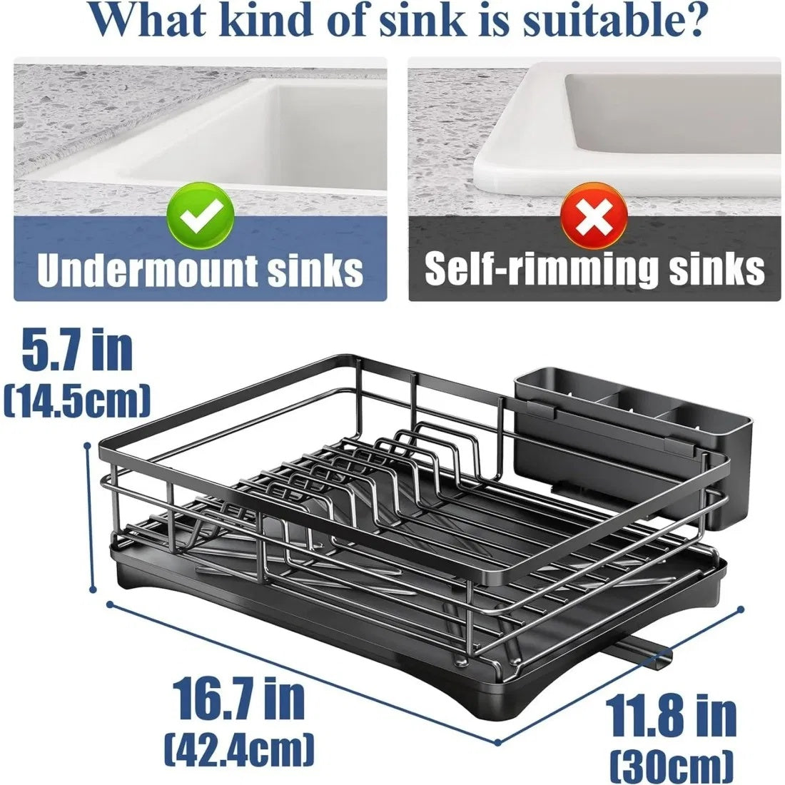 2 In Set Dish Drying Rack And Under Sink Organizer Rack, Large Dish