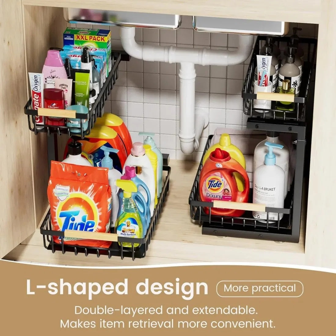 2 In Set Dish Drying Rack And Under Sink Organizer Rack, Large Dish