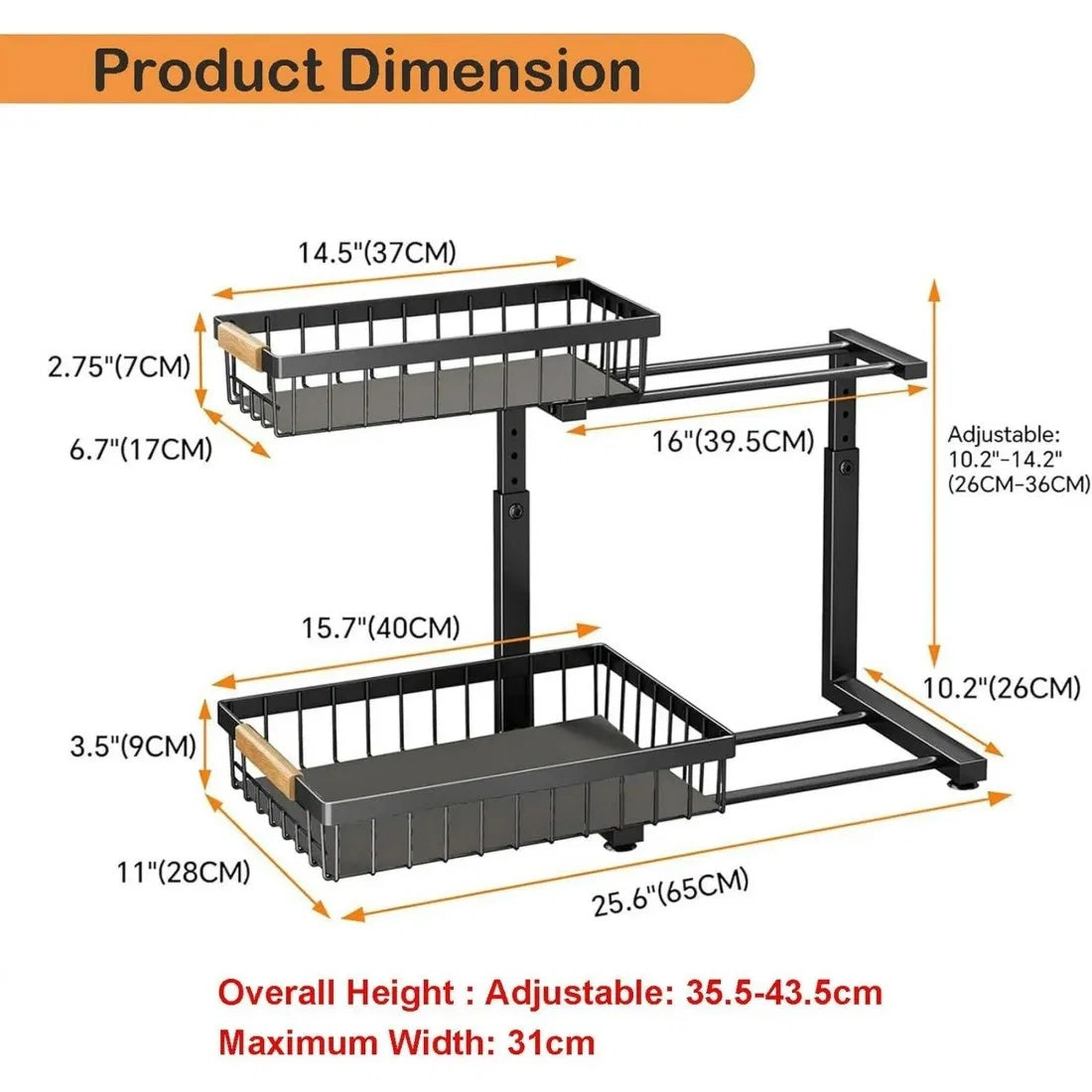 2 In Set Dish Drying Rack And Under Sink Organizer Rack, Large Dish